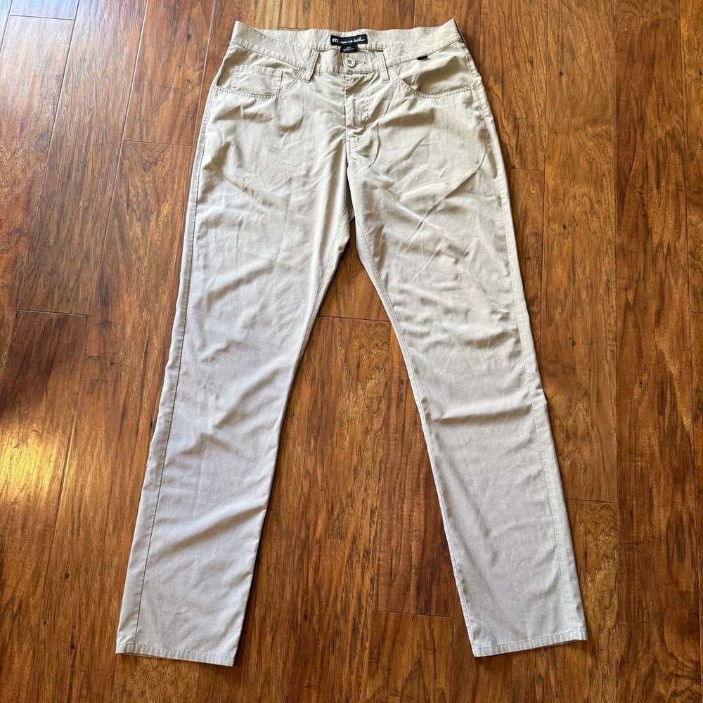 TravisMathew Left Coast Pant Mens 32x32 Khaki Beige Tan Stretch Golf Chino